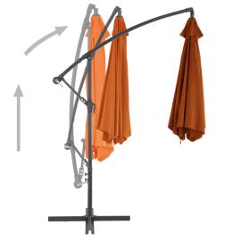 Umbrelă suspendată cu stâlp din aluminiu, cărămiziu, 300 cm, 4 image