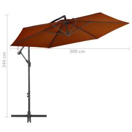 Umbrelă suspendată cu stâlp din aluminiu, cărămiziu, 300 cm, 8 image