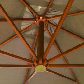 Umbrelă suspendată cu stâlp gri taupe 3x3 m lemn masiv de brad, 2 image