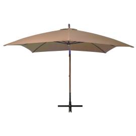 Umbrelă suspendată cu stâlp gri taupe 3x3 m lemn masiv de brad, 3 image