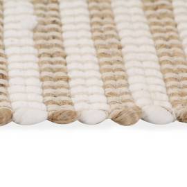 Covor din iută lucrat manual, natural & alb, 120x180 cm textil, 4 image