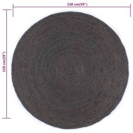 Covor manual, gri închis, 150 cm, iută, rotund, 6 image