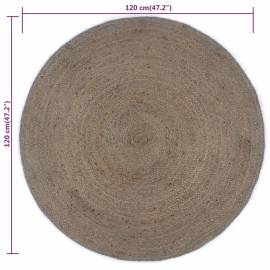 Covor manual, gri, 120 cm, iută, rotund, 6 image