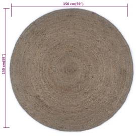 Covor manual, gri, 150 cm, iută, rotund, 6 image