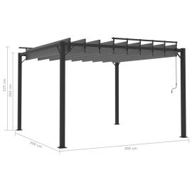 Pavilion cu acoperiș jaluzea antracit 3x3 m țesătură&aluminiu, 8 image