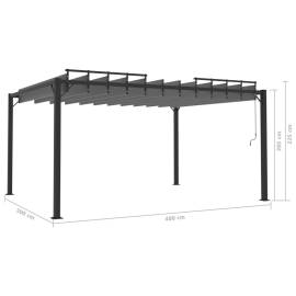 Pavilion cu acoperiș jaluzea antracit 3x4 m țesătură&aluminiu, 8 image