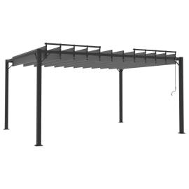 Pavilion cu acoperiș jaluzea antracit 3x4 m țesătură&aluminiu, 5 image
