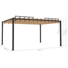 Pavilion cu acoperiș jaluzea gri taupe 3x4 m țesătură&aluminiu, 8 image