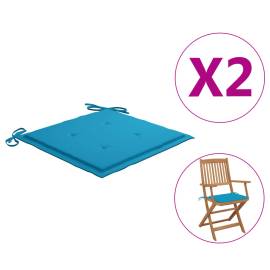 Perne scaun de grădină, 2 buc., albastru, 40x40x3 cm, textil