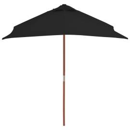 Umbrelă de soare, exterior, stâlp lemn, negru, 150x200 cm, 4 image