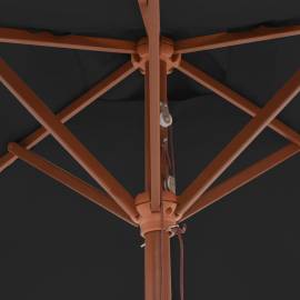 Umbrelă de soare, exterior, stâlp lemn, negru, 150x200 cm, 2 image