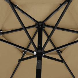Umbrelă de soare 3 niveluri, stâlp aluminiu, gri taupe, 2,5 m, 2 image
