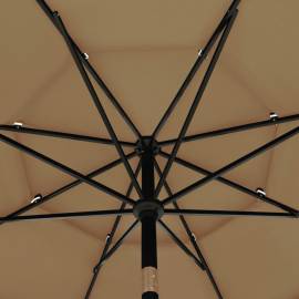 Umbrelă de soare 3 niveluri, stâlp aluminiu, gri taupe, 3,5 m, 2 image