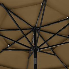 Umbrelă de soare 3 niveluri, stâlp aluminiu, gri taupe, 3 m, 2 image