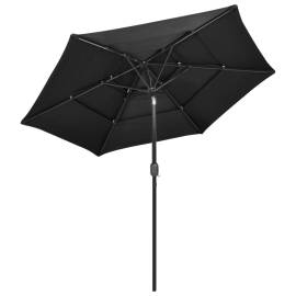 Umbrelă de soare 3 niveluri, stâlp de aluminiu, antracit, 2,5 m, 4 image