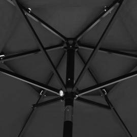 Umbrelă de soare 3 niveluri, stâlp de aluminiu, antracit, 2,5 m, 2 image