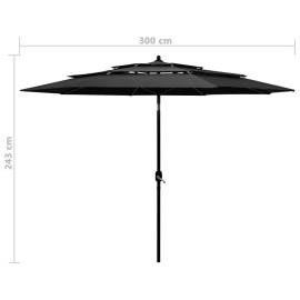 Umbrelă de soare 3 niveluri, stâlp de aluminiu, antracit, 3 m, 8 image