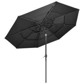 Umbrelă de soare 3 niveluri, stâlp de aluminiu, antracit, 3 m, 4 image