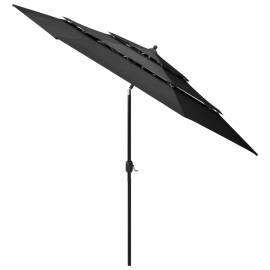 Umbrelă de soare 3 niveluri, stâlp de aluminiu, antracit, 3 m, 3 image