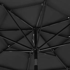 Umbrelă de soare 3 niveluri, stâlp de aluminiu, antracit, 3 m, 2 image