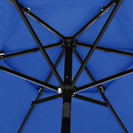 Umbrelă de soare 3 niveluri, stâlp de aluminiu, azuriu, 2,5 m, 2 image