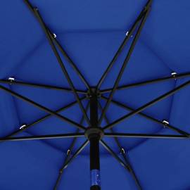 Umbrelă de soare 3 niveluri, stâlp de aluminiu, azuriu, 3,5 m, 2 image