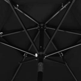 Umbrelă de soare 3 niveluri, stâlp de aluminiu, negru, 2,5 m, 2 image