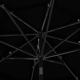 Umbrelă de soare 3 niveluri, stâlp de aluminiu, negru, 3 m, 2 image
