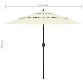 Umbrelă de soare 3 niveluri, stâlp de aluminiu, nisipiu, 2,5 m, 8 image