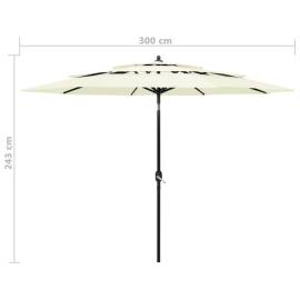 Umbrelă de soare 3 niveluri, stâlp de aluminiu, nisipiu, 3 m, 8 image