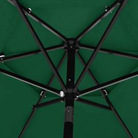 Umbrelă de soare 3 niveluri, stâlp de aluminiu, verde, 2,5 m, 2 image
