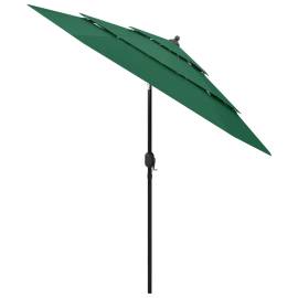 Umbrelă de soare 3 niveluri, stâlp de aluminiu, verde, 2,5 m, 3 image