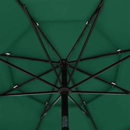 Umbrelă de soare 3 niveluri, stâlp de aluminiu, verde, 3,5 m, 2 image