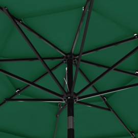 Umbrelă de soare 3 niveluri, stâlp de aluminiu, verde, 3 m, 2 image
