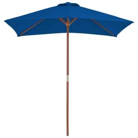 Umbrelă de soare de exterior, stâlp lemn, albastru, 150x200 cm, 5 image