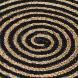 Covor lucrat manual cu model spiralat, negru, 90 cm, iută, 4 image