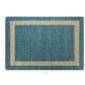 Covor manual, albastru, 80 x 160 cm, iută, 6 image