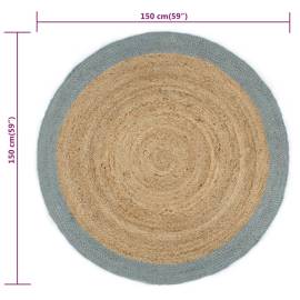 Covor manual cu margine măslinie, 150 cm, iută, 6 image