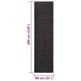 Covor din sisal natural, negru, 80x300 cm, 6 image