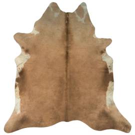 Covor din piele de vită, maro și alb, 150 x 170 cm, 5 image
