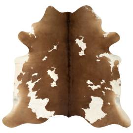 Covor din piele de vită, maro și alb, 150 x 170 cm, 2 image