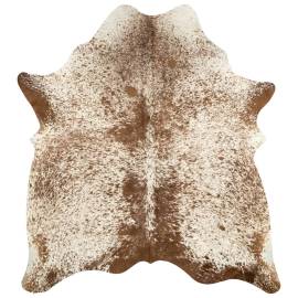 Covor din piele de vită, maro și alb, 150 x 170 cm, 8 image