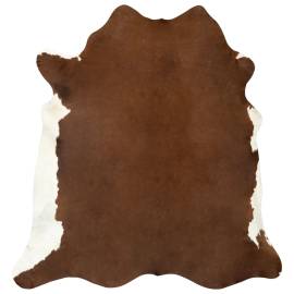 Covor din piele de vită, maro și alb, 150 x 170 cm, 7 image