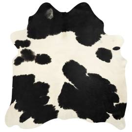 Covor din piele de vită, negru și alb, 150x170 cm, 6 image