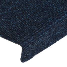 Covorașe de scări cusătură punch, 15 buc., albastru, 65x25 cm, 5 image