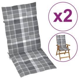 Perne pentru scaun de grădină, 2 buc., gri carouri, 120x50x4 cm