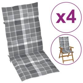 Perne pentru scaun de grădină, 4 buc., gri carouri, 120x50x4 cm