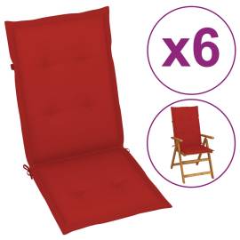 Perne pentru scaun de grădină, 6 buc., roșu, 120 x 50 x 4 cm