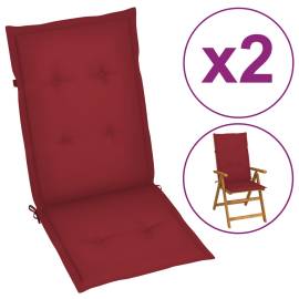 Perne scaun de grădină, 2 buc., roșu vin, 120 x 50 x 4 cm