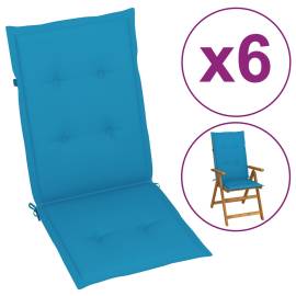 Perne scaun de grădină, 6 buc., albastru, 120 x 50 x 4 cm